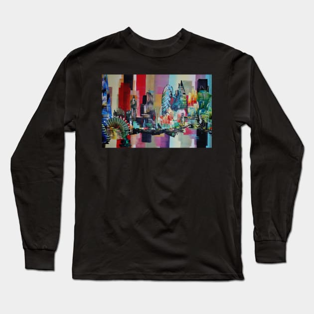 London City Skyline 0659 Long Sleeve T-Shirt by artsale